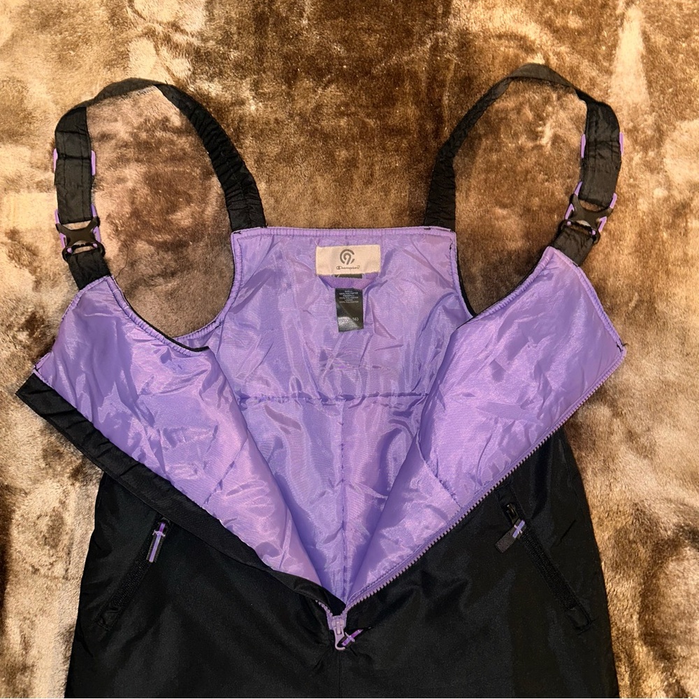 Womens Champion Black and Purple Ski Overalls XL